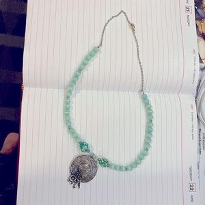 Necklace mint cats eye with bonnet charm